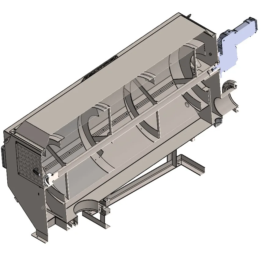 Vue en coupe isométrique 3D du tambour épaississeur Biotrade révélant les disques internes et la structure du cylindre filtrant