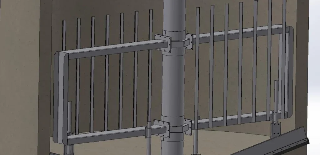 Détail de la structure immergée d'un épaississeur à herse BIOTRADE.